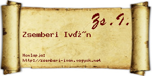 Zsemberi Iván névjegykártya